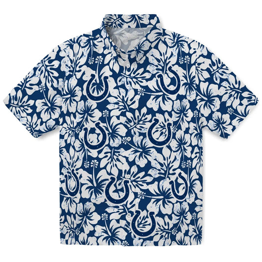 Indianapolis Colts Hawaiian Shirt - Hibiscus Motif | Moonbestprint
