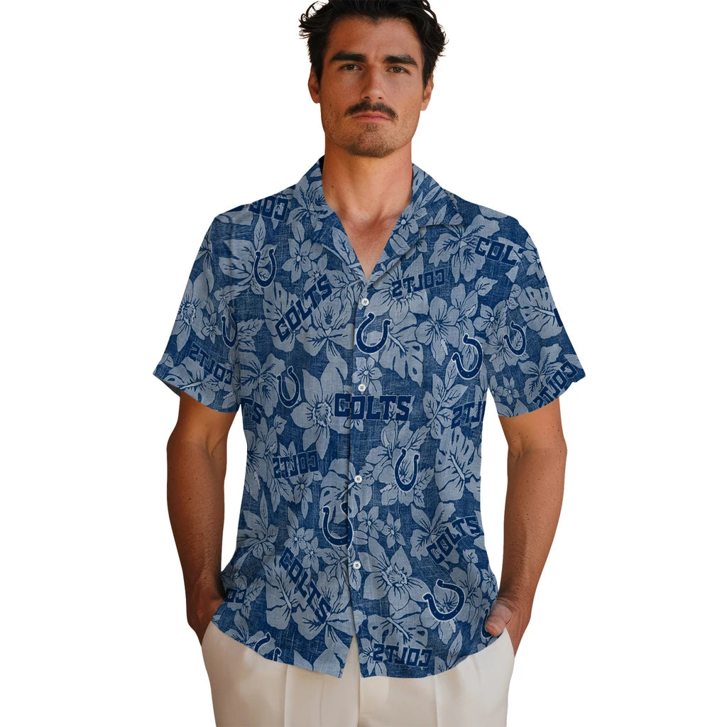 Indianapolis Colts Hawaiian Shirt - Hibiscus Oasis | Moonbestprint