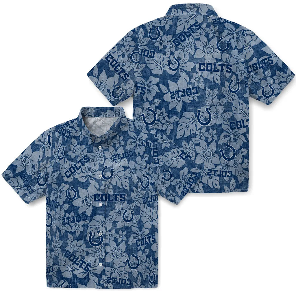 Indianapolis Colts Hawaiian Shirt - Hibiscus Oasis | Moonbestprint