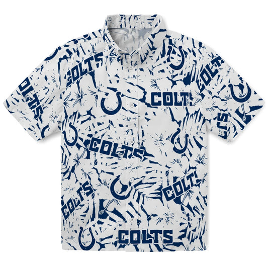 Indianapolis Colts Hawaiian Shirt - Hibiscus Overlay | Moonbestprint