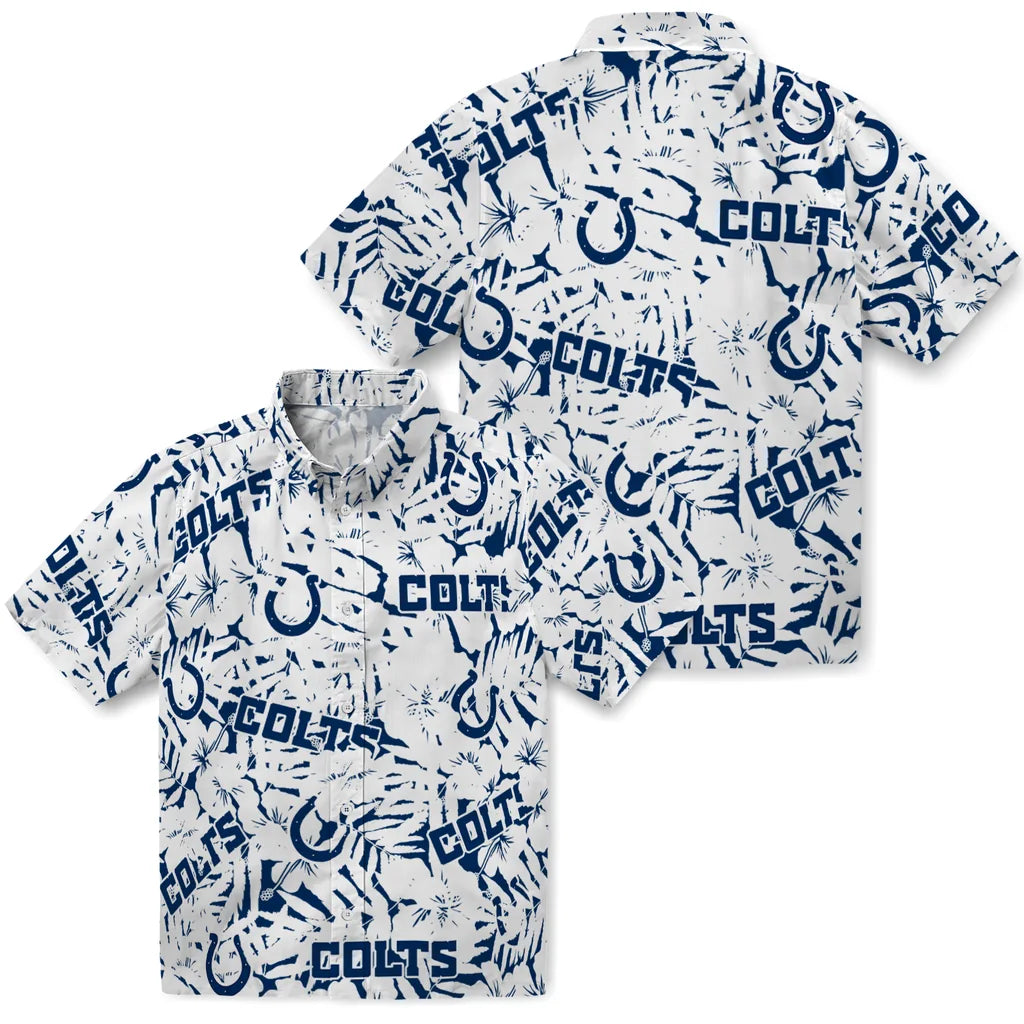 Indianapolis Colts Hawaiian Shirt - Hibiscus Overlay | Moonbestprint