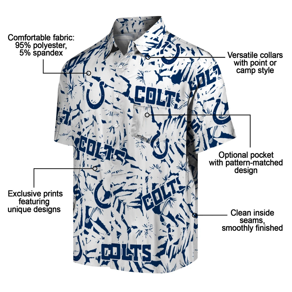 Indianapolis Colts Hawaiian Shirt - Hibiscus Overlay | Moonbestprint