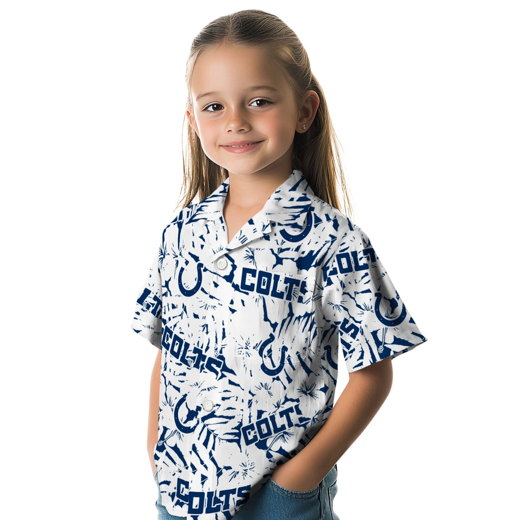 Indianapolis Colts Hawaiian Shirt - Hibiscus Overlay | Moonbestprint