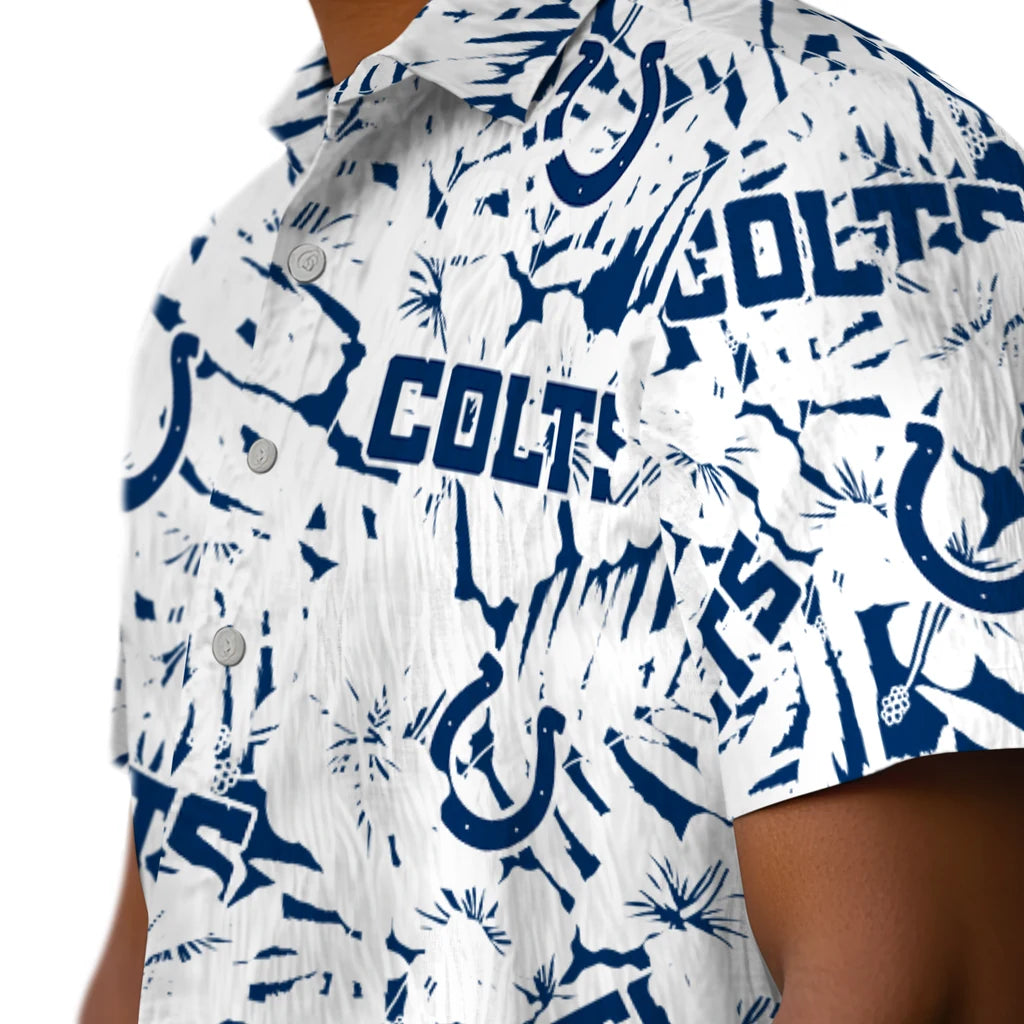 Indianapolis Colts Hawaiian Shirt - Hibiscus Overlay | Moonbestprint