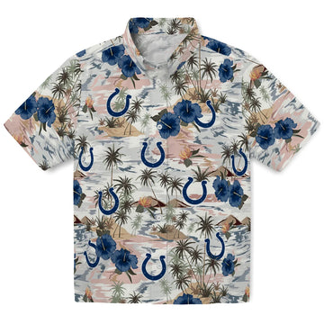 Indianapolis Colts Hawaiian Shirt - Hibiscus Seaside | Moonbestprint