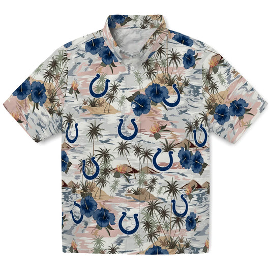 Indianapolis Colts Hawaiian Shirt - Hibiscus Seaside | Moonbestprint