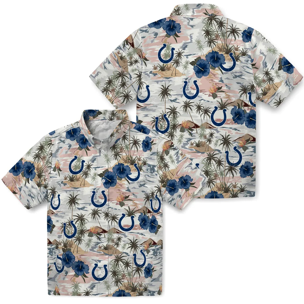Indianapolis Colts Hawaiian Shirt - Hibiscus Seaside | Moonbestprint