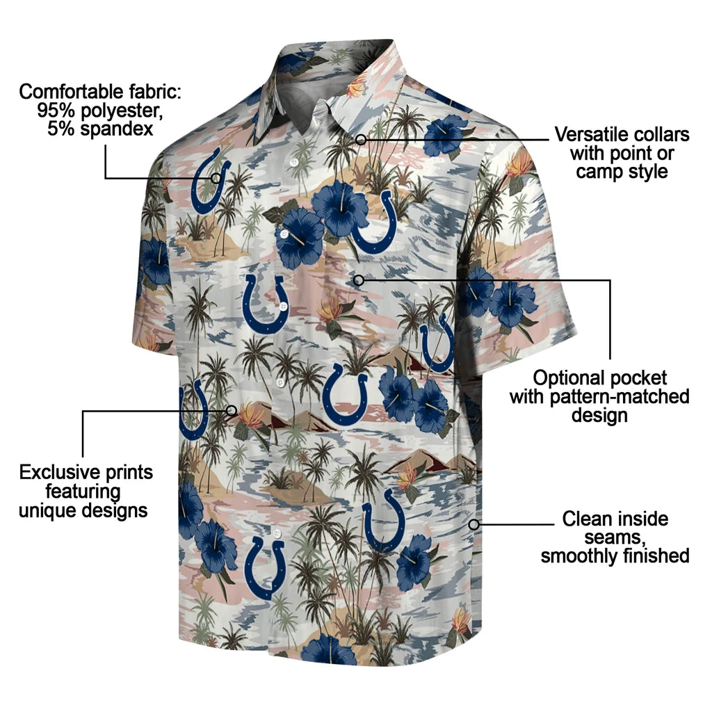 Indianapolis Colts Hawaiian Shirt - Hibiscus Seaside | Moonbestprint