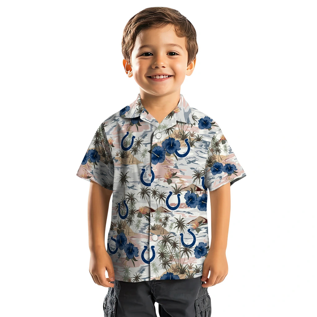 Indianapolis Colts Hawaiian Shirt - Hibiscus Seaside | Moonbestprint