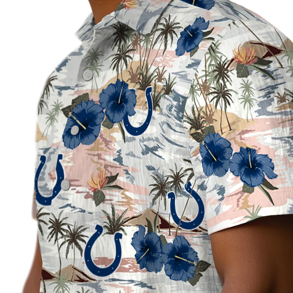 Indianapolis Colts Hawaiian Shirt - Hibiscus Seaside | Moonbestprint