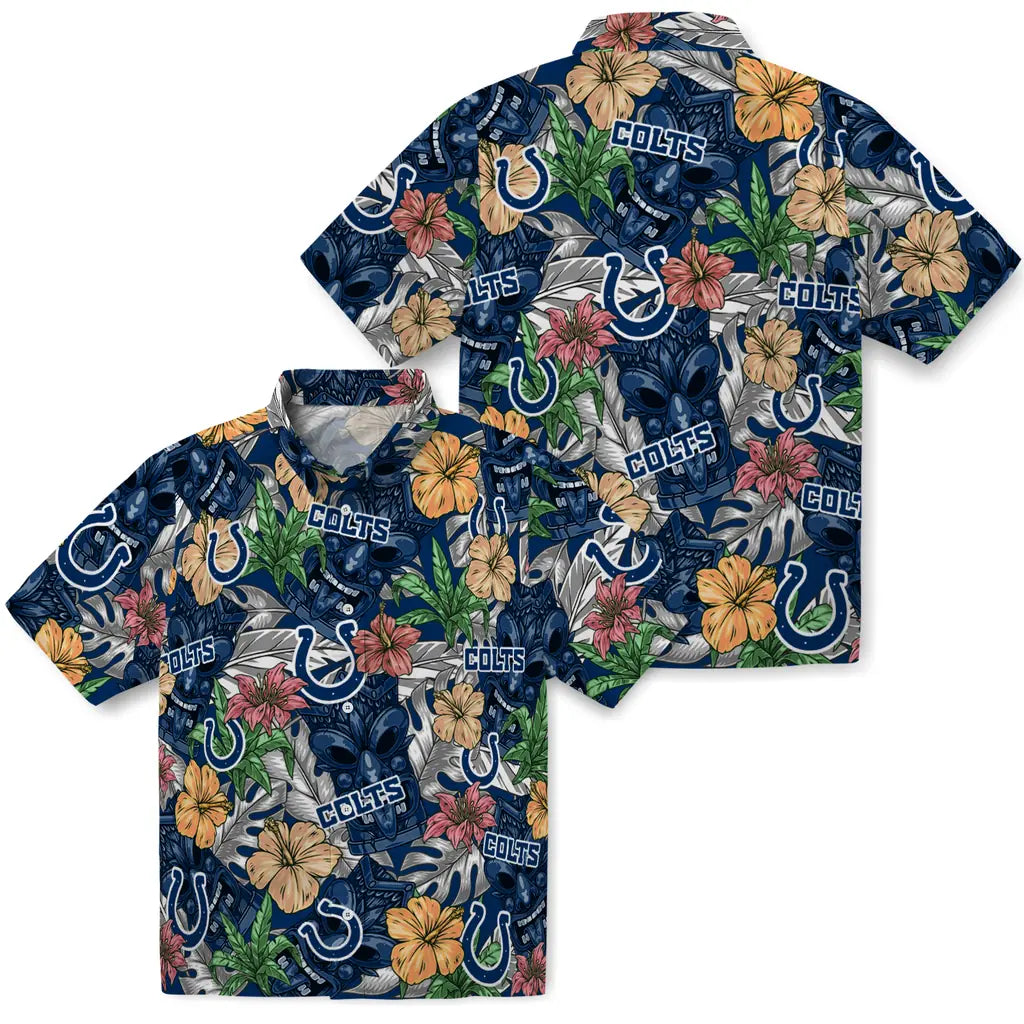 Indianapolis Colts Hawaiian Shirt - Hibiscus Tiki Jungle | Moonbestprint