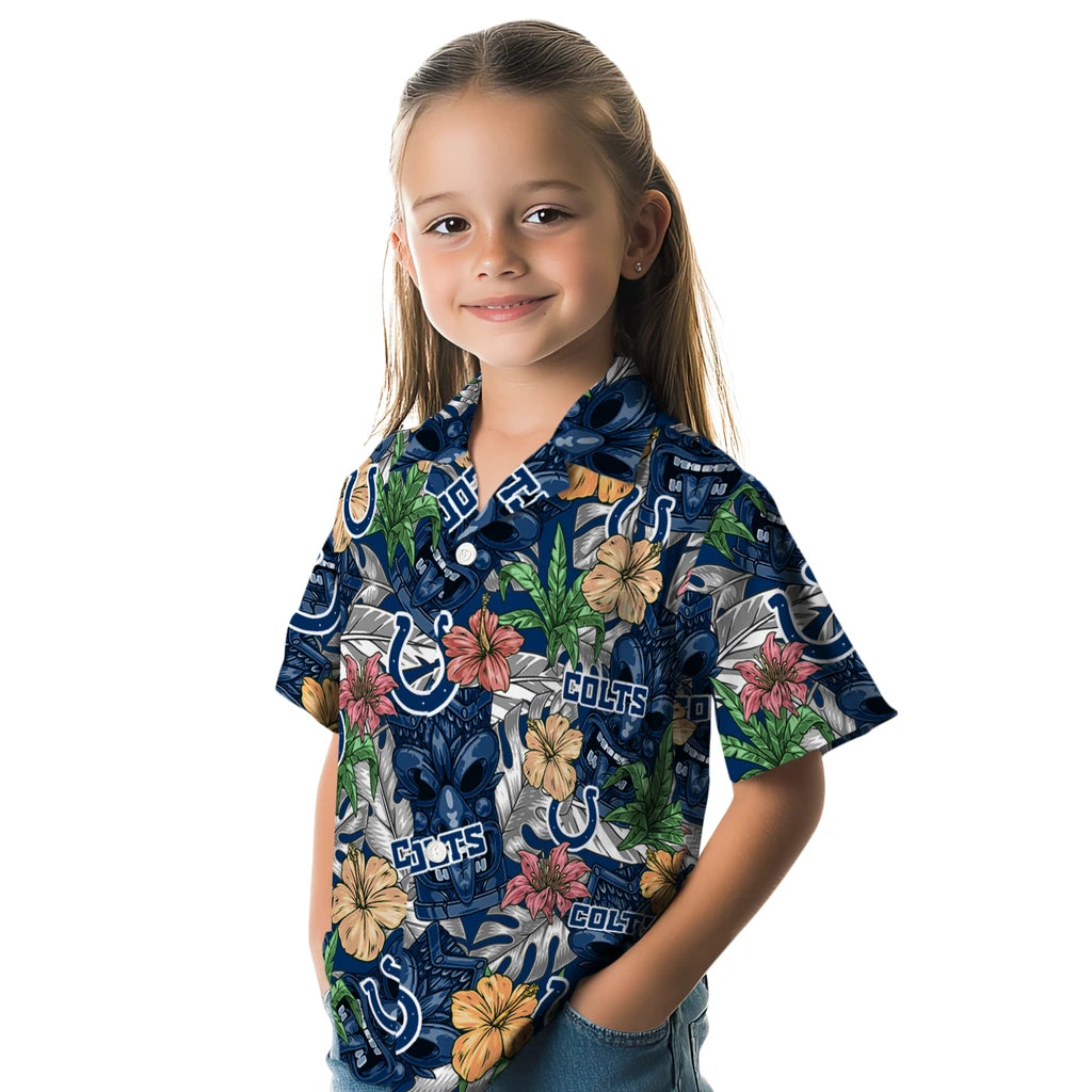 Indianapolis Colts Hawaiian Shirt - Hibiscus Tiki Jungle | Moonbestprint