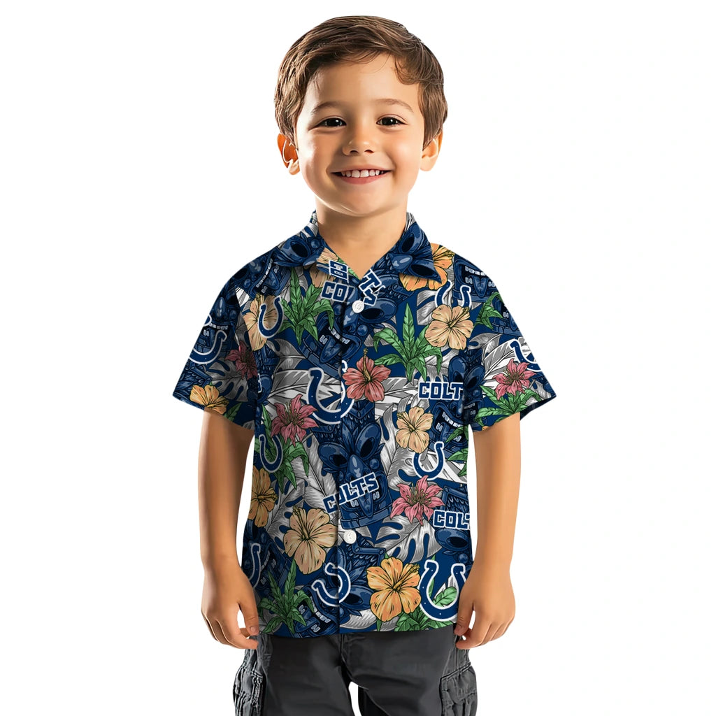 Indianapolis Colts Hawaiian Shirt - Hibiscus Tiki Jungle | Moonbestprint