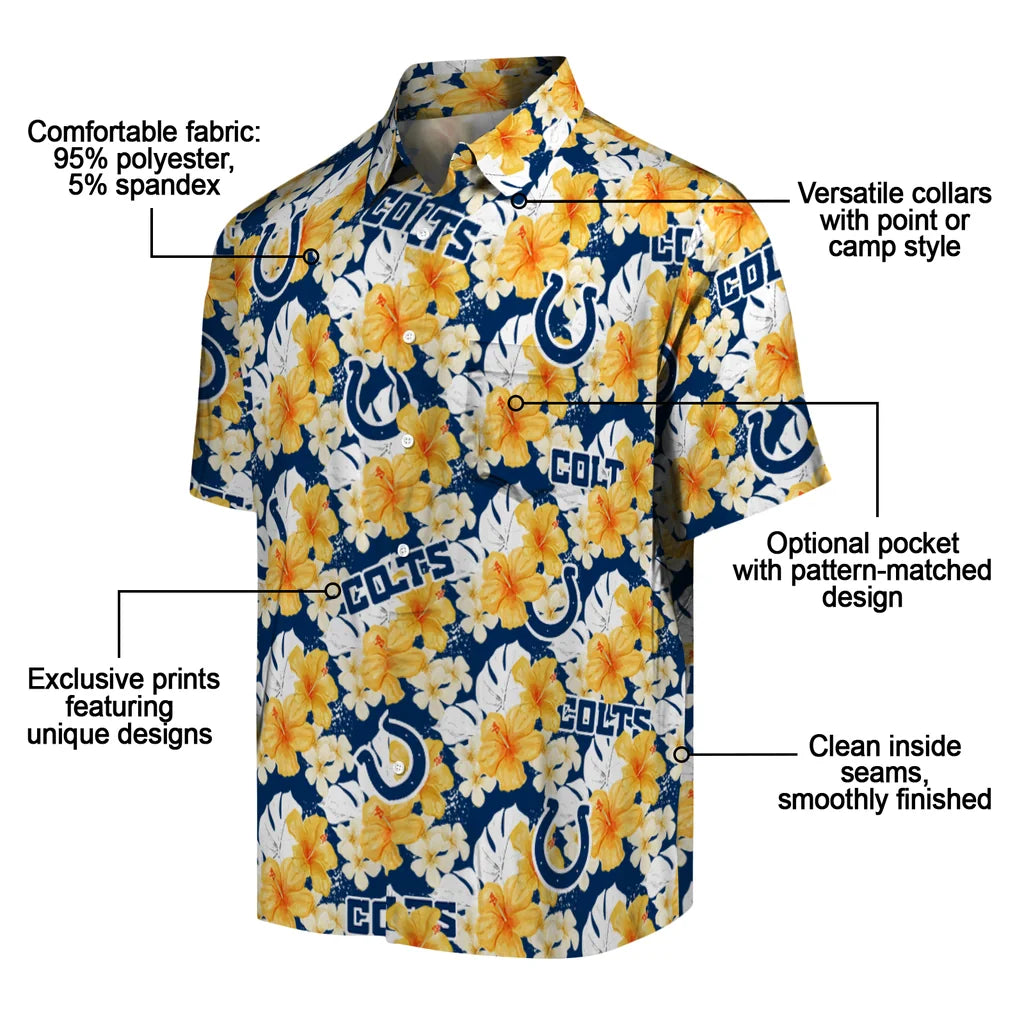 Indianapolis Colts Hawaiian Shirt - Hibiscus Tropics | Moonbestprint