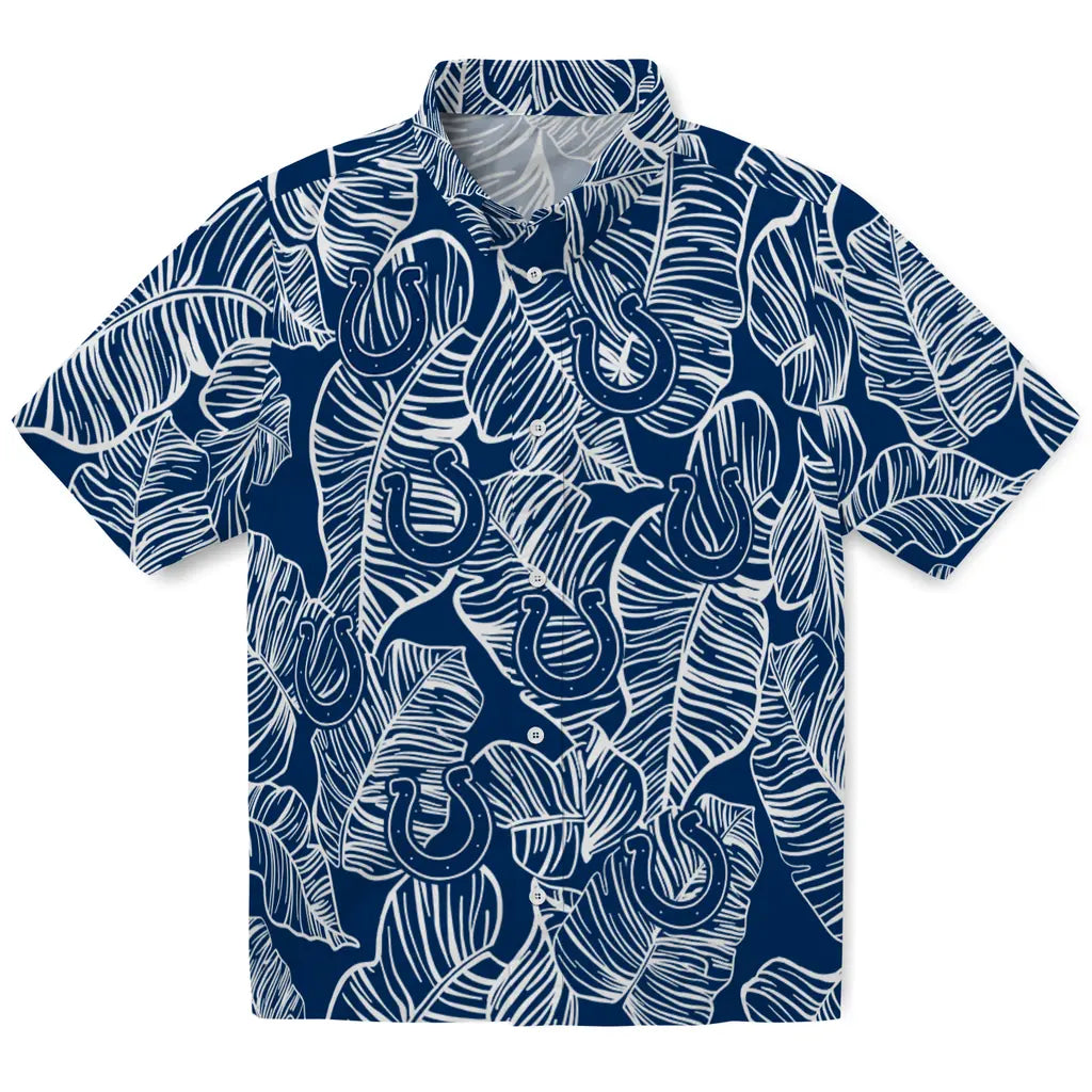 Indianapolis Colts Hawaiian Shirt - Leaf Outline | Moonbestprint