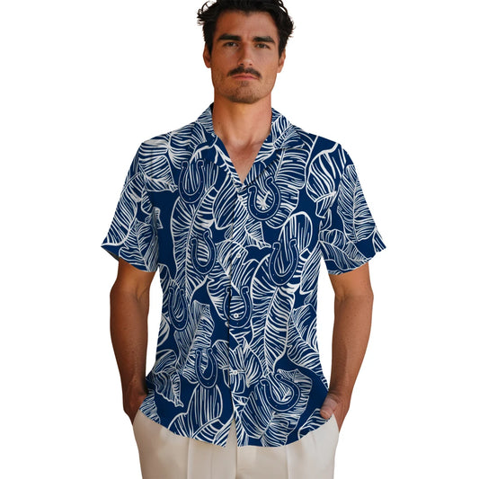 Indianapolis Colts Hawaiian Shirt - Leaf Outline | Moonbestprint