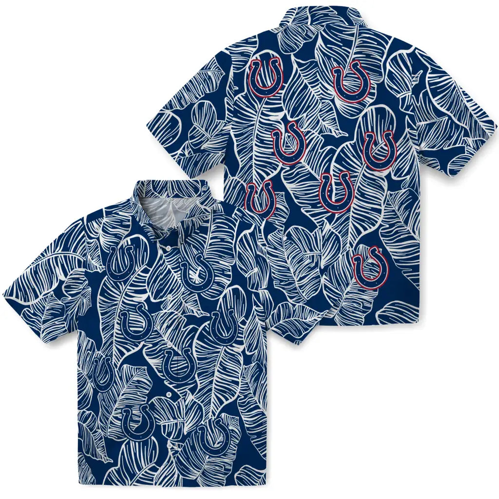 Indianapolis Colts Hawaiian Shirt - Leaf Outline | Moonbestprint