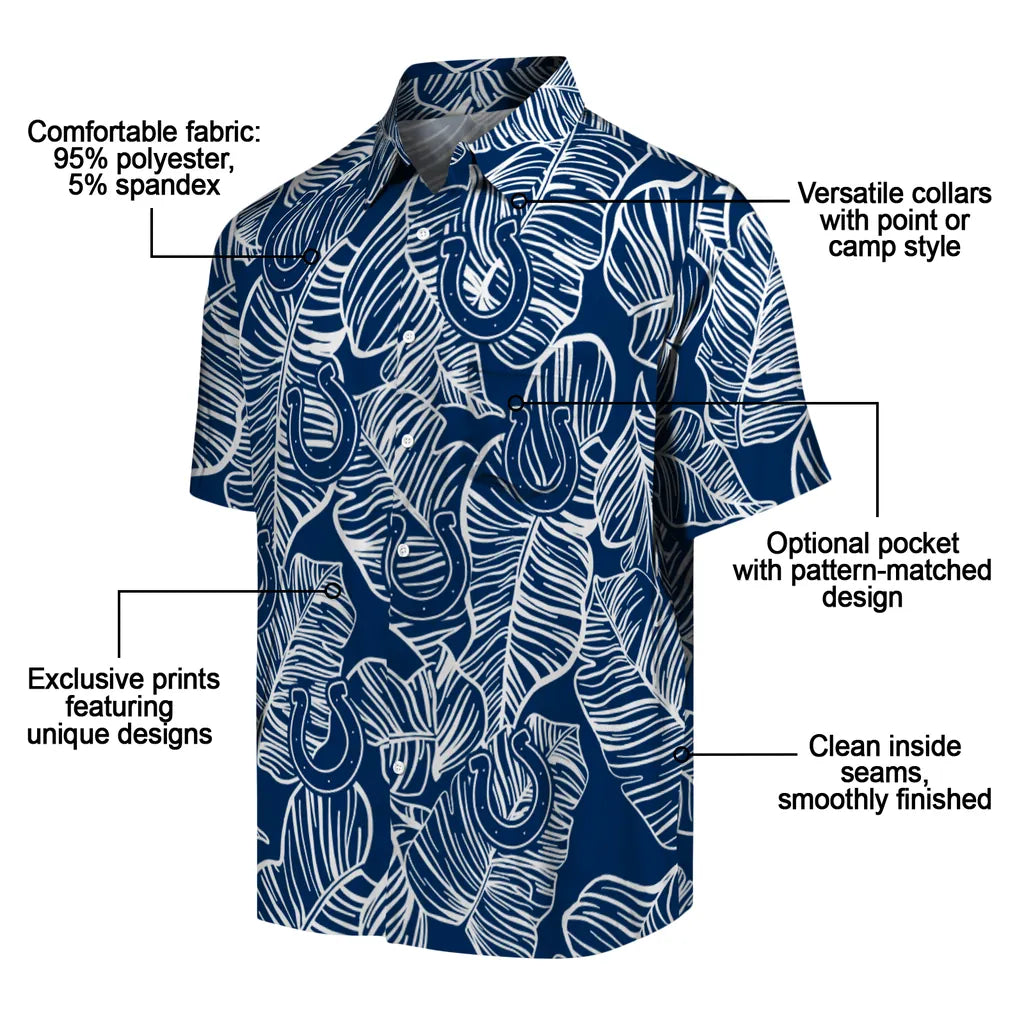 Indianapolis Colts Hawaiian Shirt - Leaf Outline | Moonbestprint