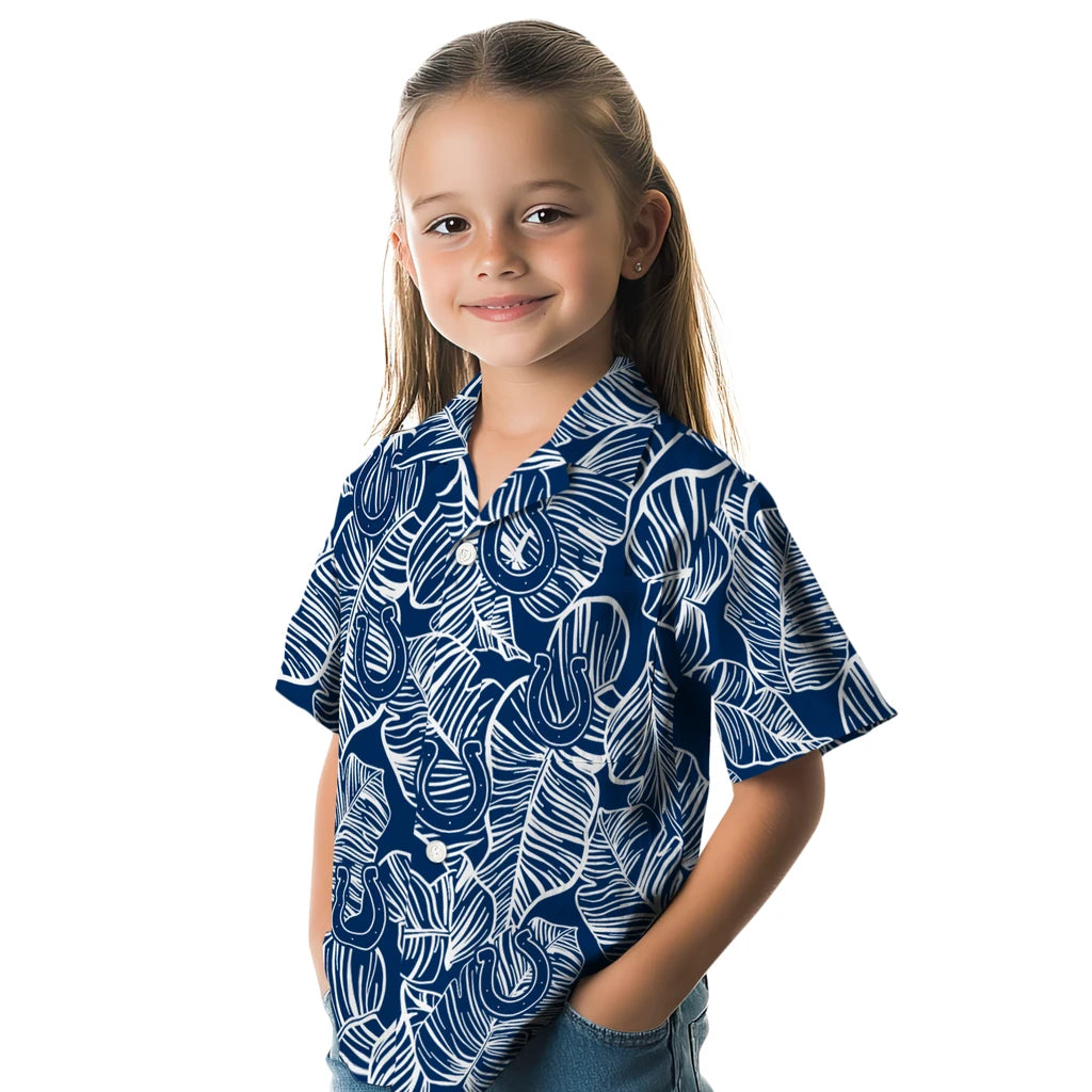 Indianapolis Colts Hawaiian Shirt - Leaf Outline | Moonbestprint