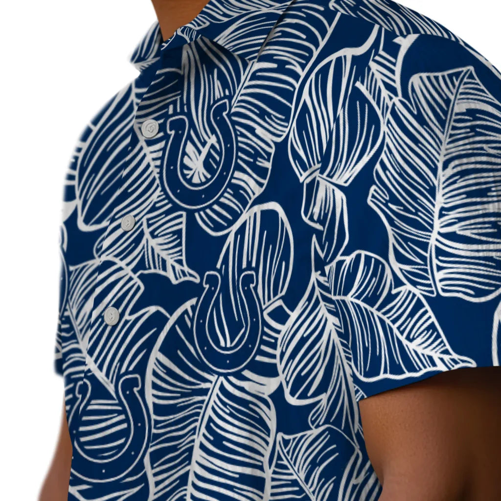 Indianapolis Colts Hawaiian Shirt - Leaf Outline | Moonbestprint