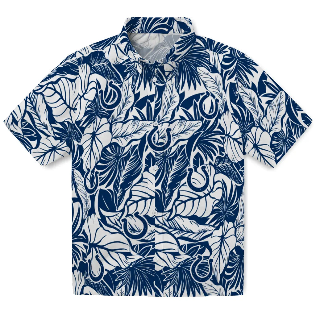 Indianapolis Colts Hawaiian Shirt - Monstera Layer | Moonbestprint