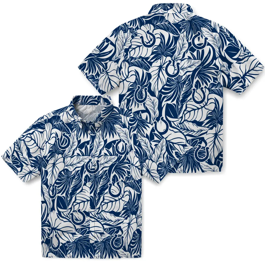 Indianapolis Colts Hawaiian Shirt - Monstera Layer | Moonbestprint