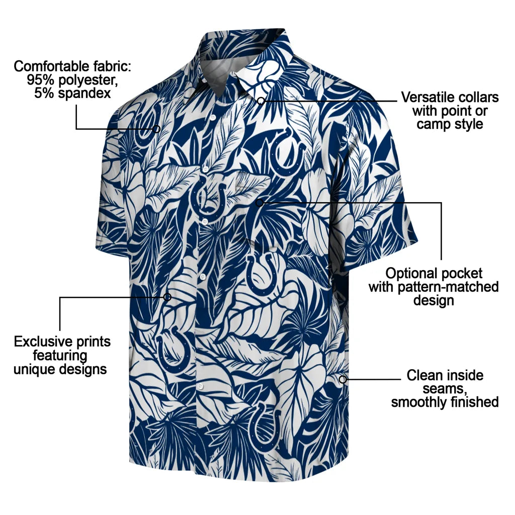 Indianapolis Colts Hawaiian Shirt - Monstera Layer | Moonbestprint