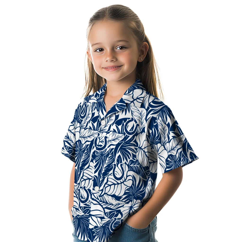 Indianapolis Colts Hawaiian Shirt - Monstera Layer | Moonbestprint