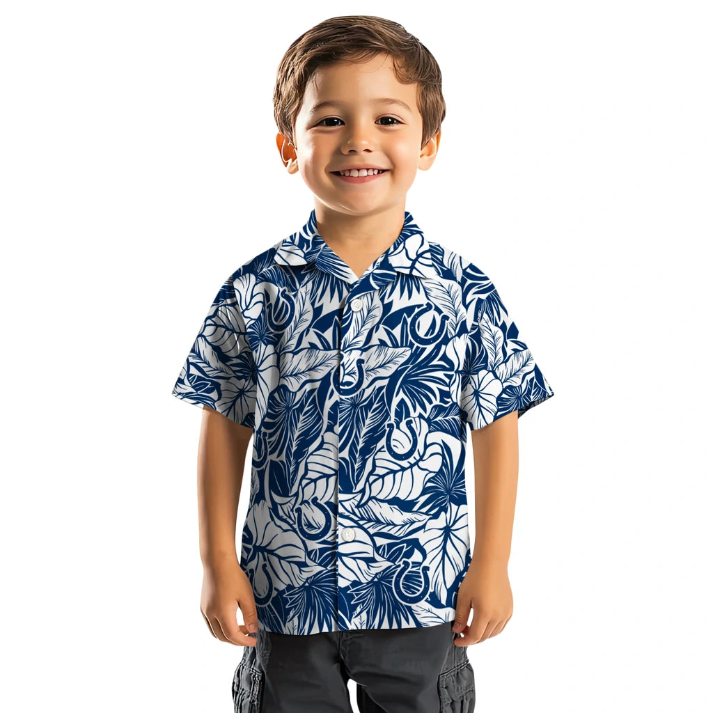Indianapolis Colts Hawaiian Shirt - Monstera Layer | Moonbestprint