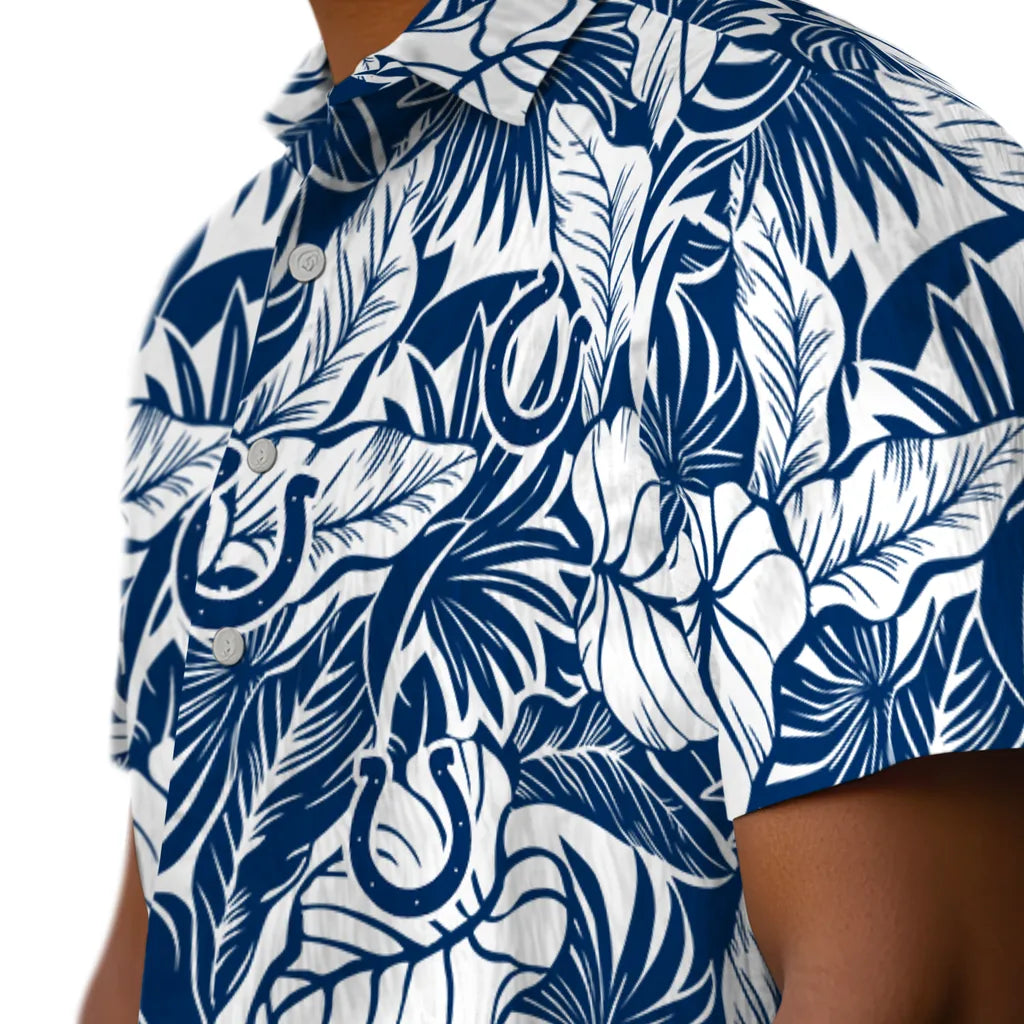 Indianapolis Colts Hawaiian Shirt - Monstera Layer | Moonbestprint