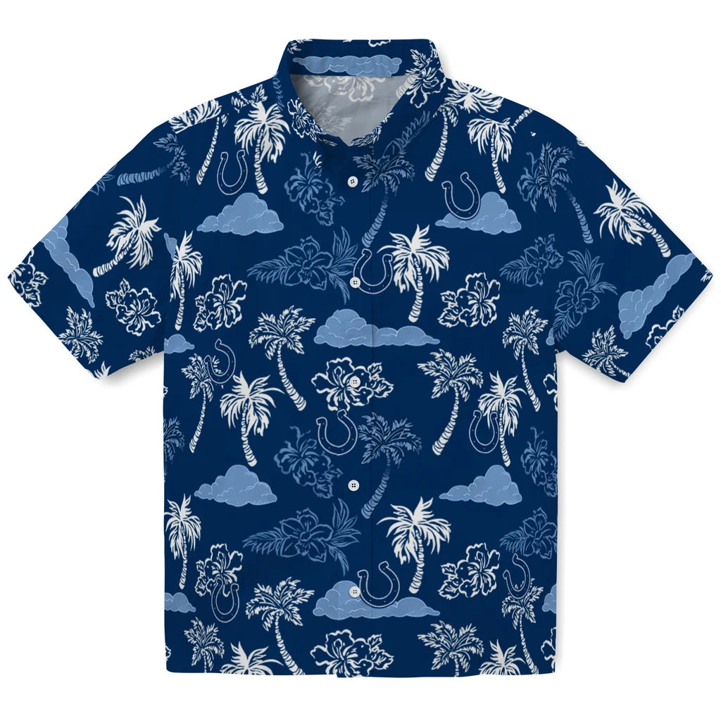 Indianapolis Colts Hawaiian Shirt - Palm And Clouds | Moonbestprint