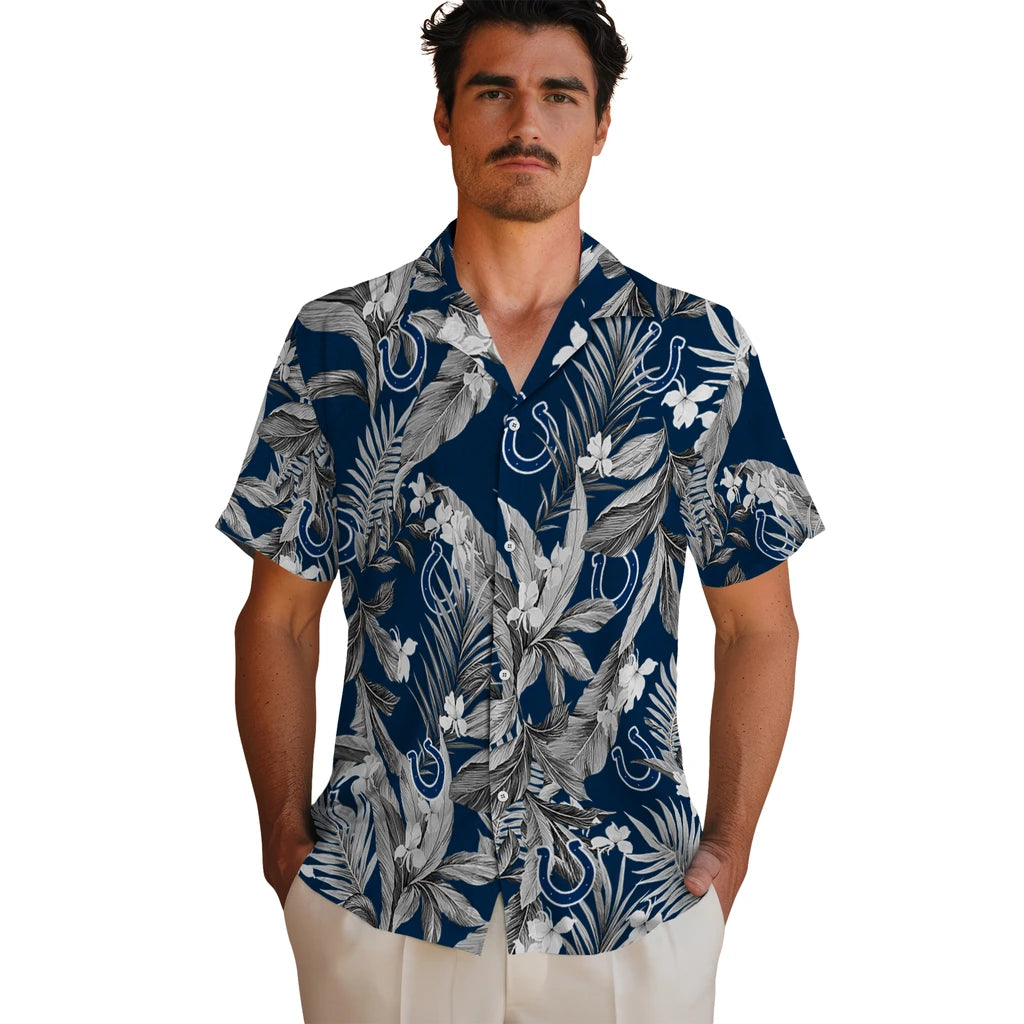 Indianapolis Colts Hawaiian Shirt - Palm Leaves | Moonbestprint