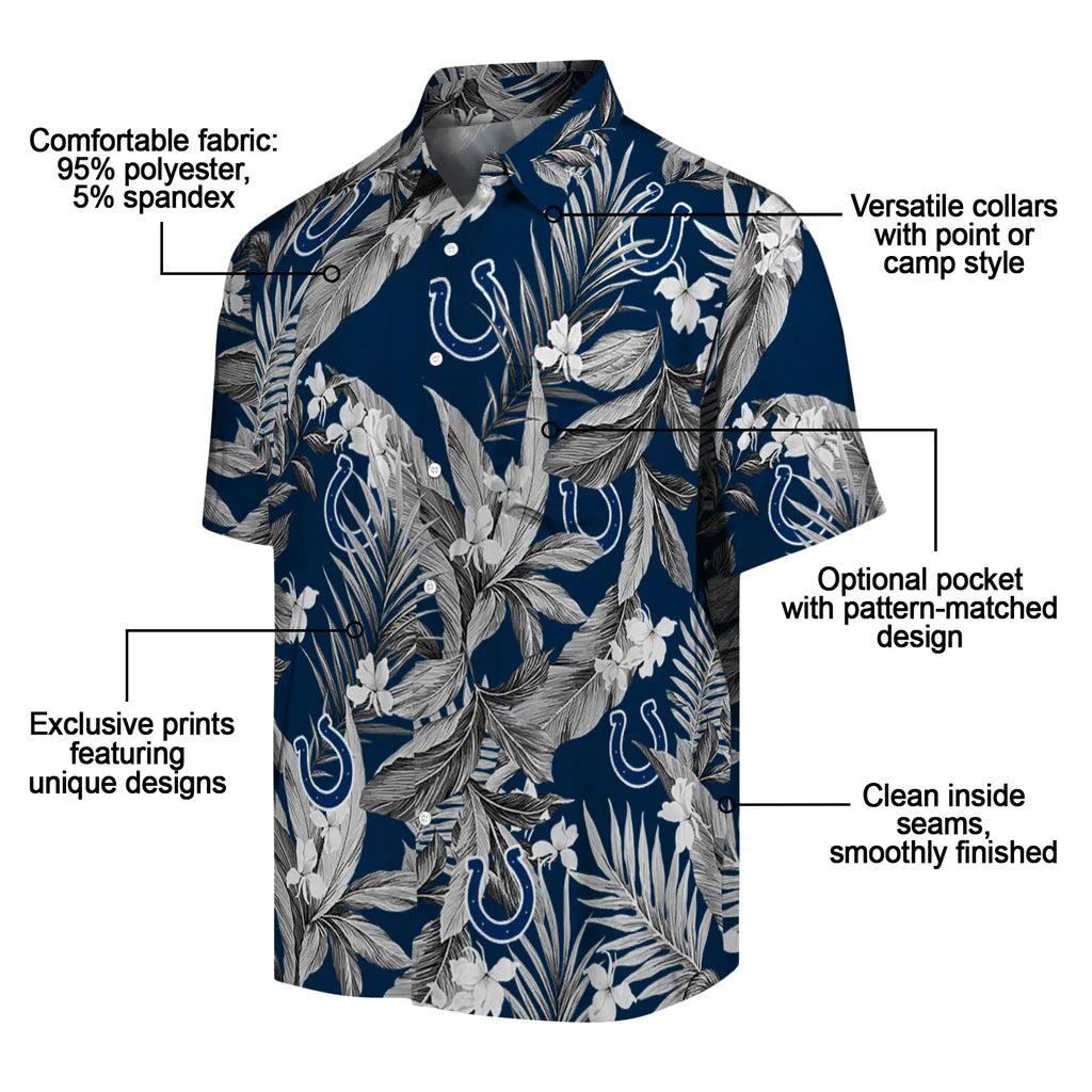 Indianapolis Colts Hawaiian Shirt - Palm Leaves | Moonbestprint