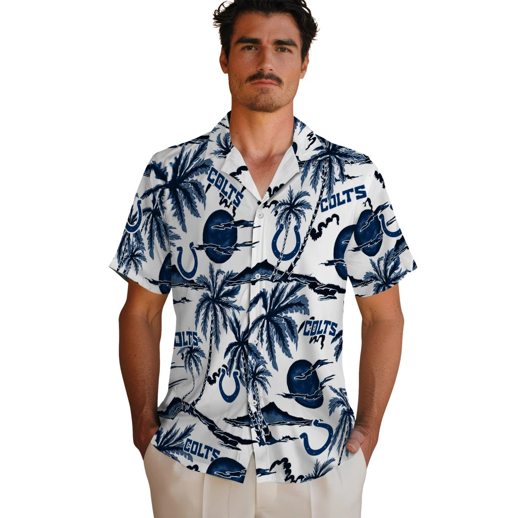 Indianapolis Colts Hawaiian Shirt - Palm Sunset | Moonbestprint