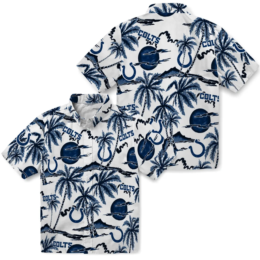 Indianapolis Colts Hawaiian Shirt - Palm Sunset | Moonbestprint