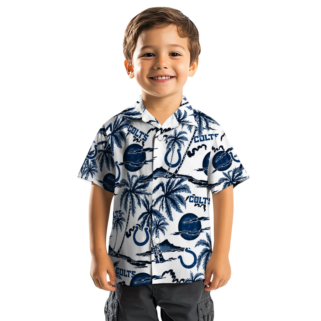 Indianapolis Colts Hawaiian Shirt - Palm Sunset | Moonbestprint