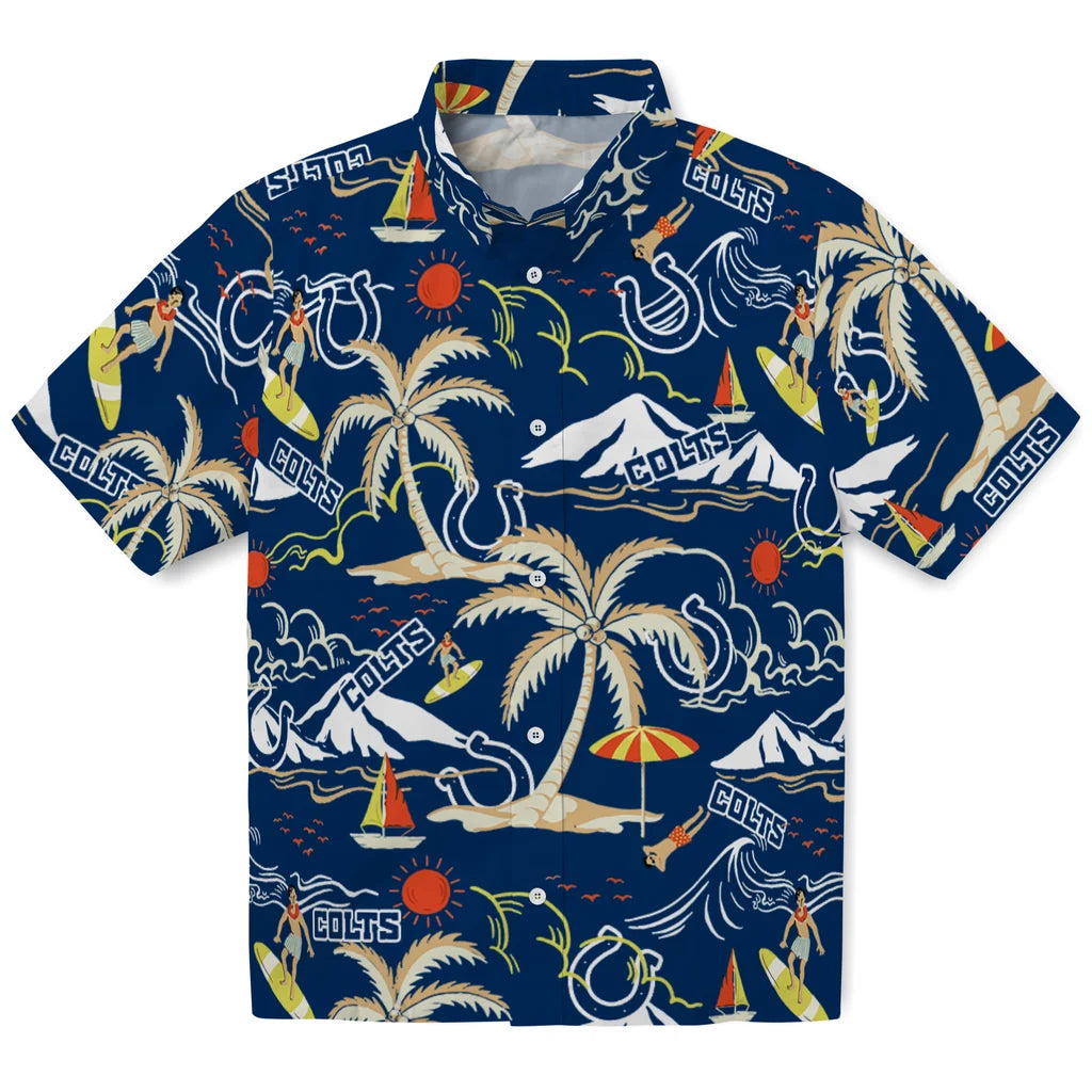 Indianapolis Colts Hawaiian Shirt - Palm Tree Island | Moonbestprint