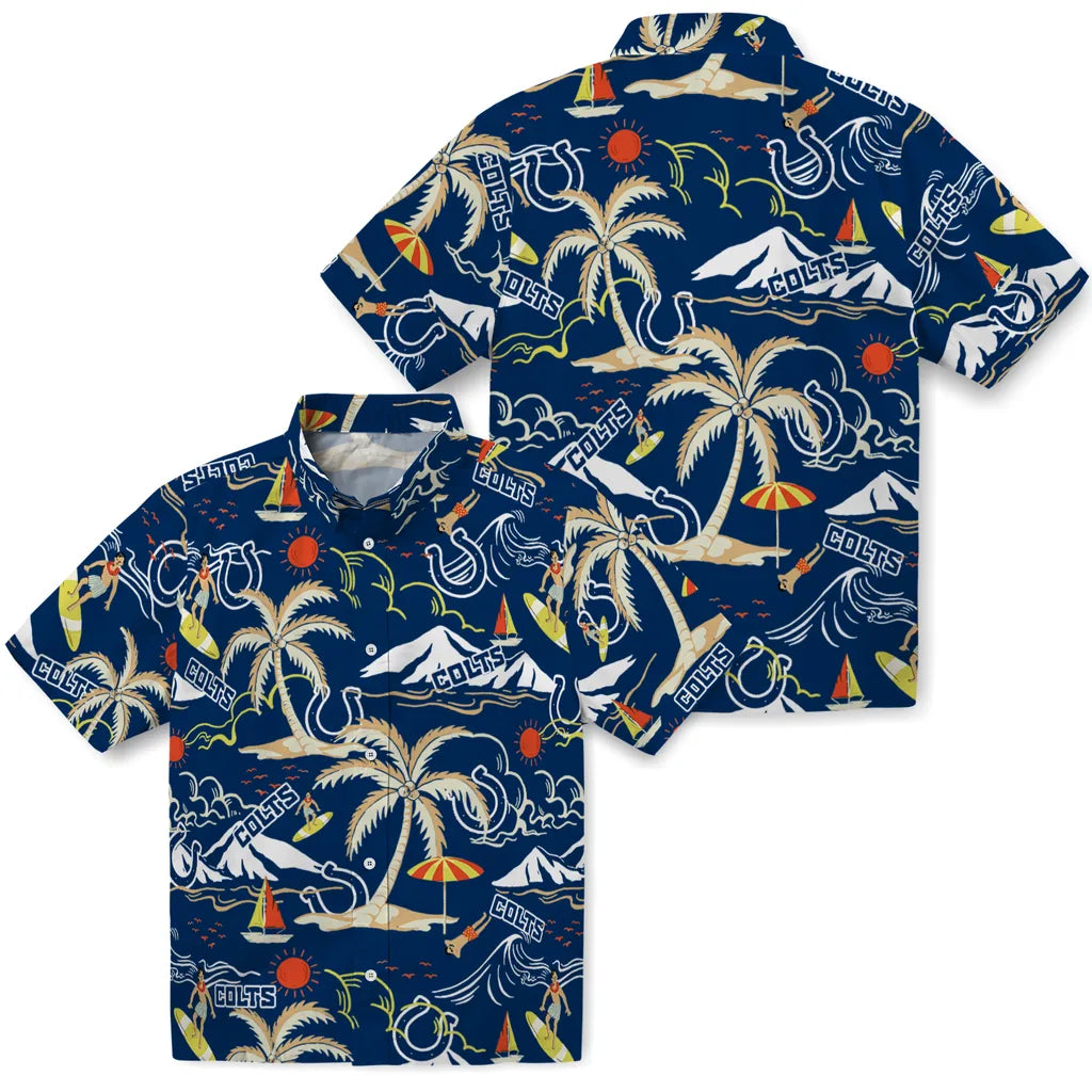 Indianapolis Colts Hawaiian Shirt - Palm Tree Island | Moonbestprint
