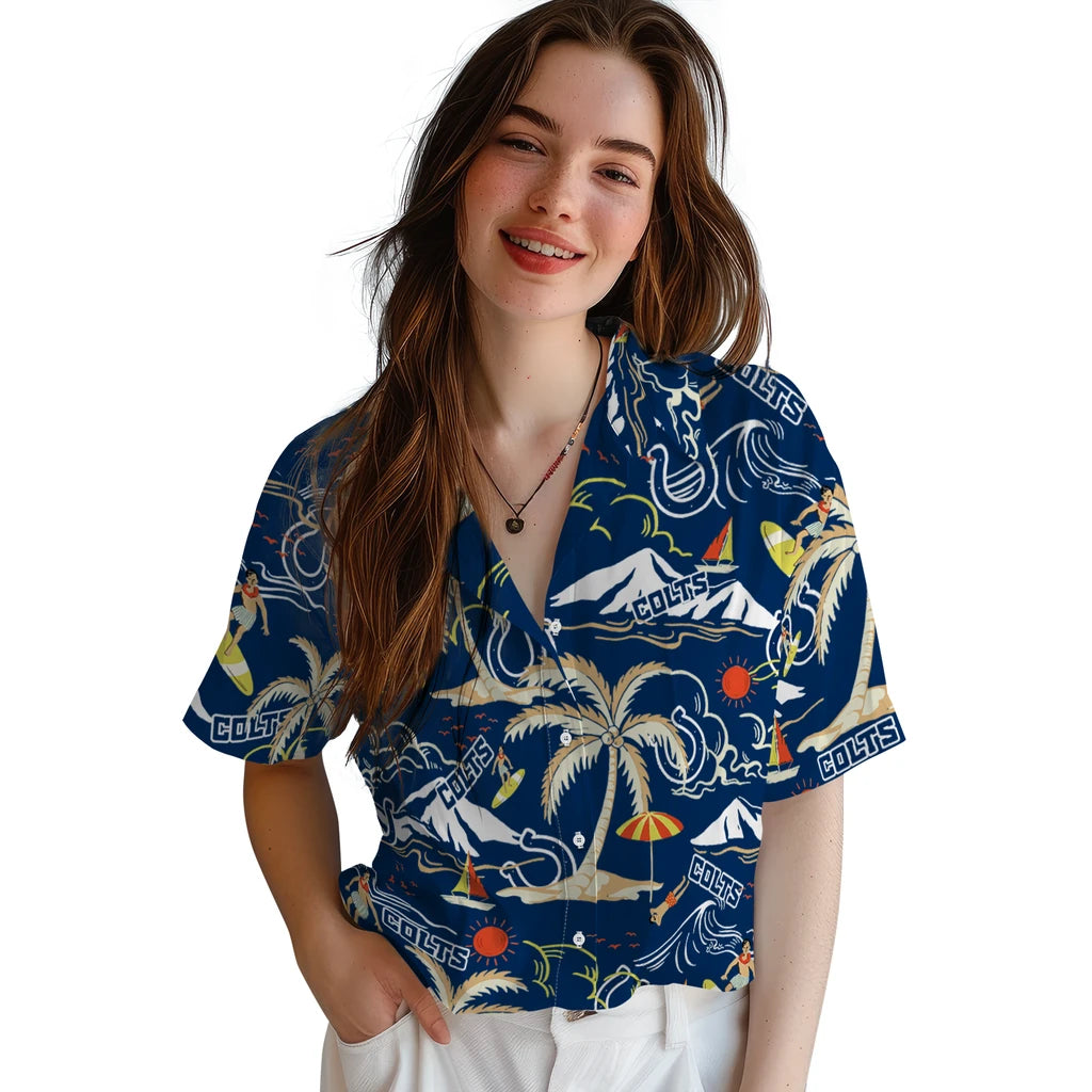 Indianapolis Colts Hawaiian Shirt - Palm Tree Island | Moonbestprint