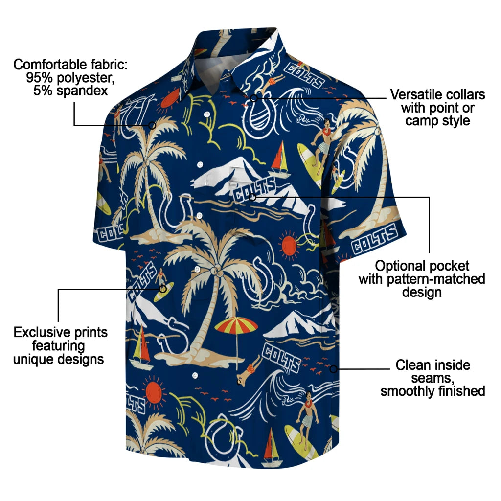 Indianapolis Colts Hawaiian Shirt - Palm Tree Island | Moonbestprint