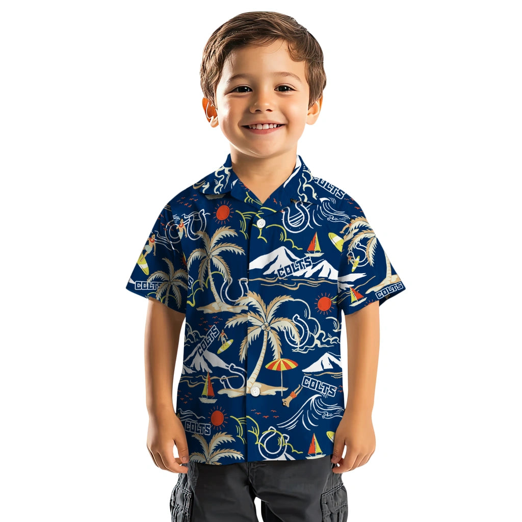 Indianapolis Colts Hawaiian Shirt - Palm Tree Island | Moonbestprint