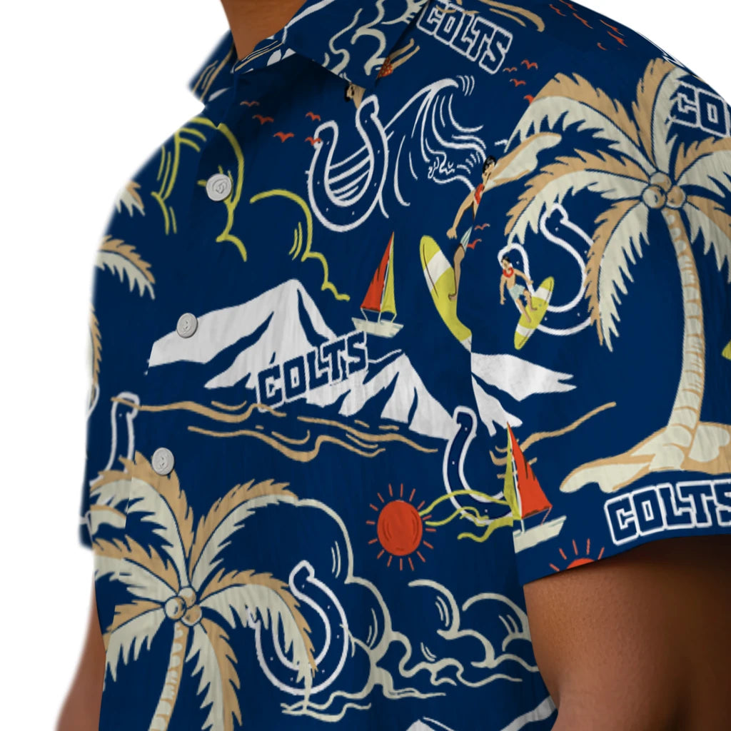 Indianapolis Colts Hawaiian Shirt - Palm Tree Island | Moonbestprint