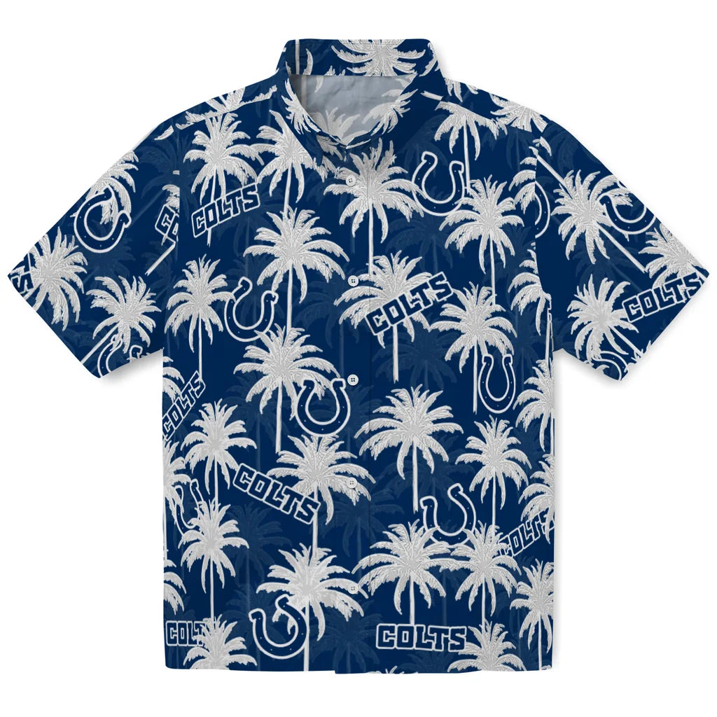 Indianapolis Colts Hawaiian Shirt - Palm Tree Motif | Moonbestprint