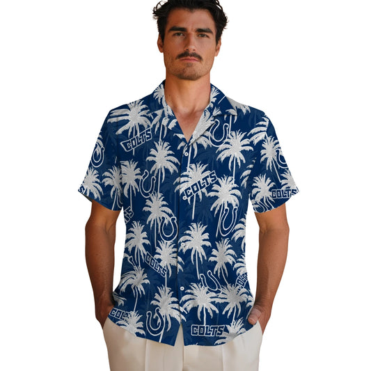 Indianapolis Colts Hawaiian Shirt - Palm Tree Motif | Moonbestprint