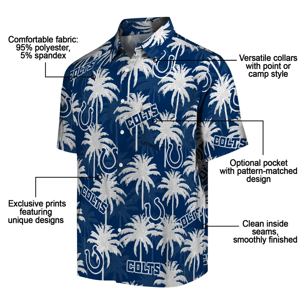 Indianapolis Colts Hawaiian Shirt - Palm Tree Motif | Moonbestprint