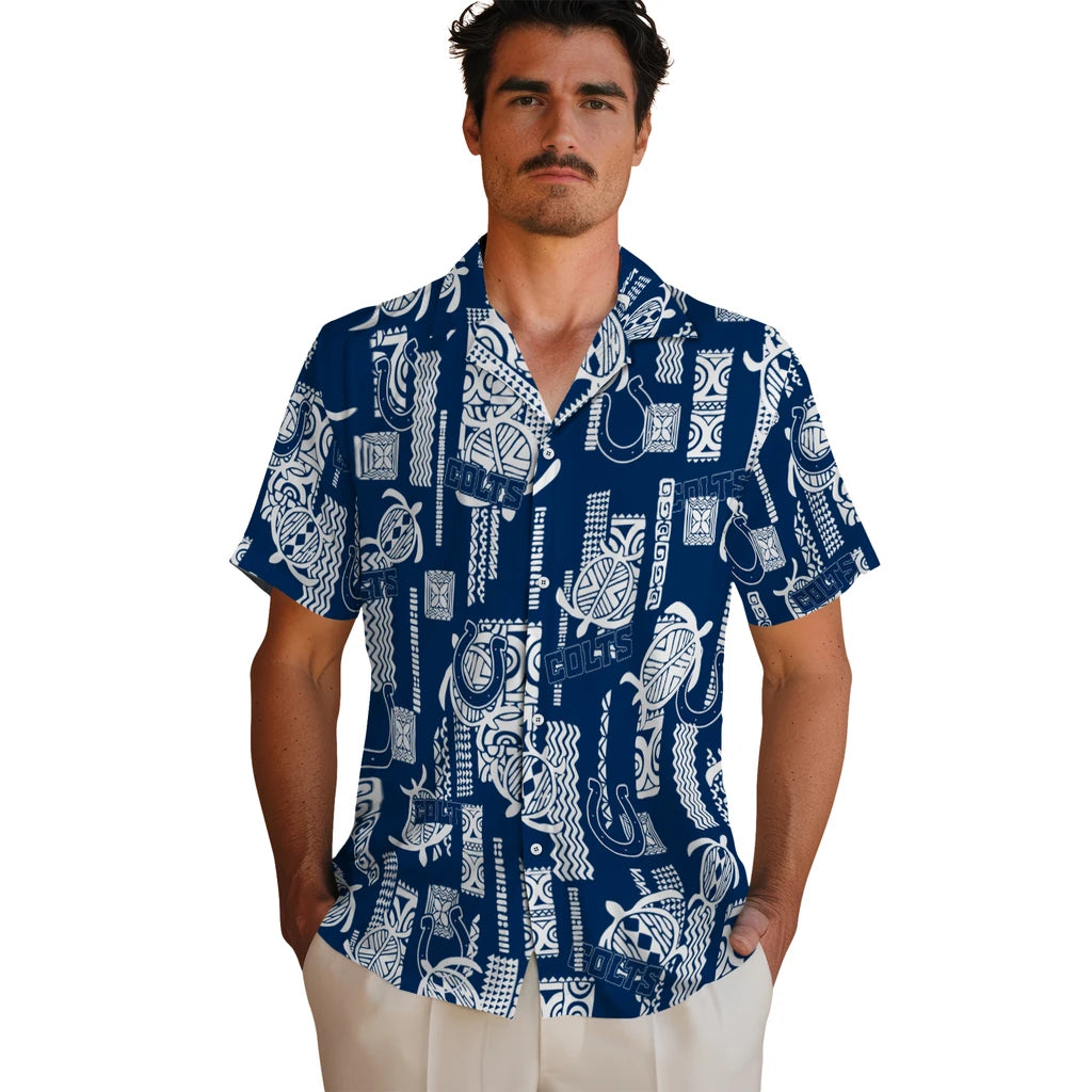 Indianapolis Colts Hawaiian Shirt - Turtle Lines | Moonbestprint