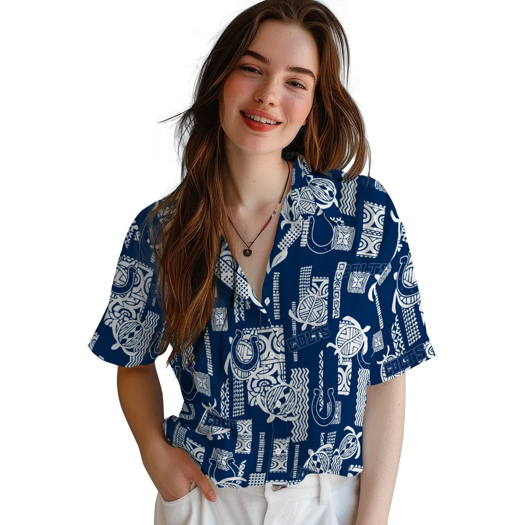 Indianapolis Colts Hawaiian Shirt - Turtle Lines | Moonbestprint