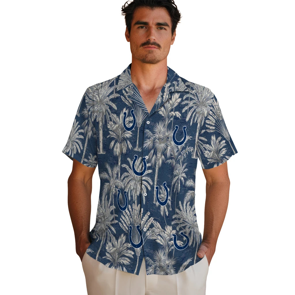 Indianapolis Colts Hawaiian Shirt - Vintage Palm Tree | Moonbestprint