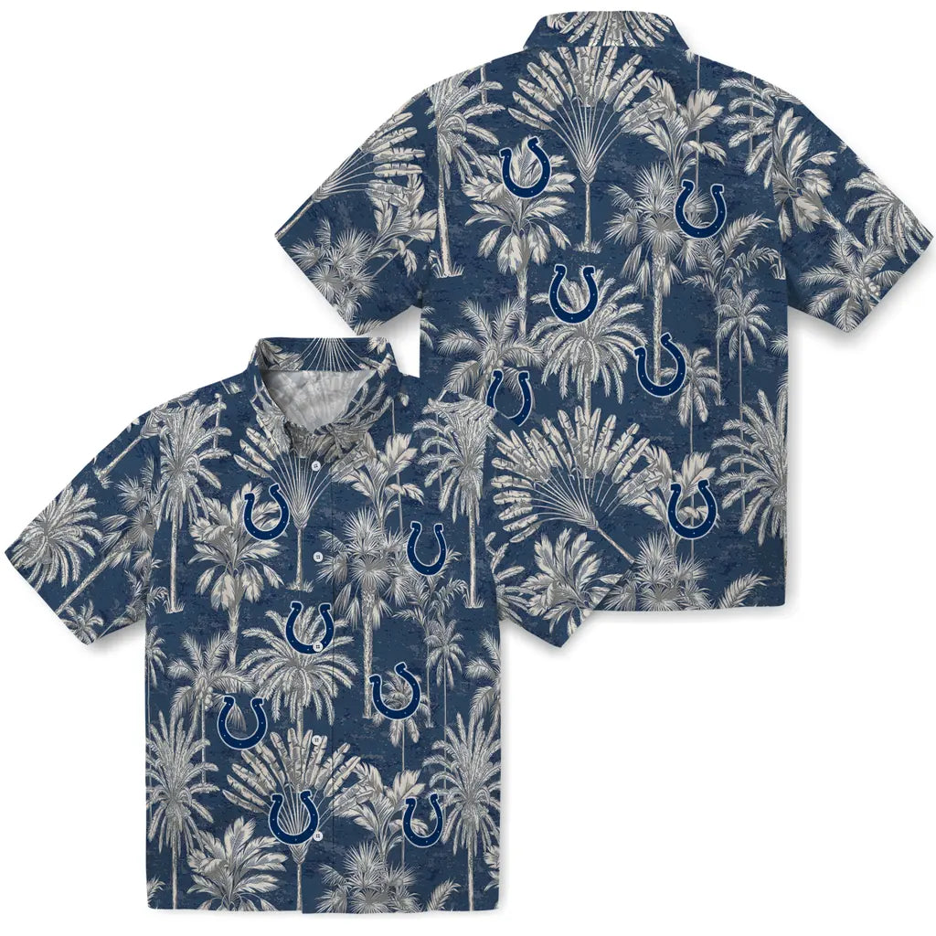 Indianapolis Colts Hawaiian Shirt - Vintage Palm Tree | Moonbestprint