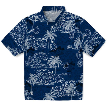Indianapolis Colts Hawaiian Shirt - Wave Palm | Moonbestprint
